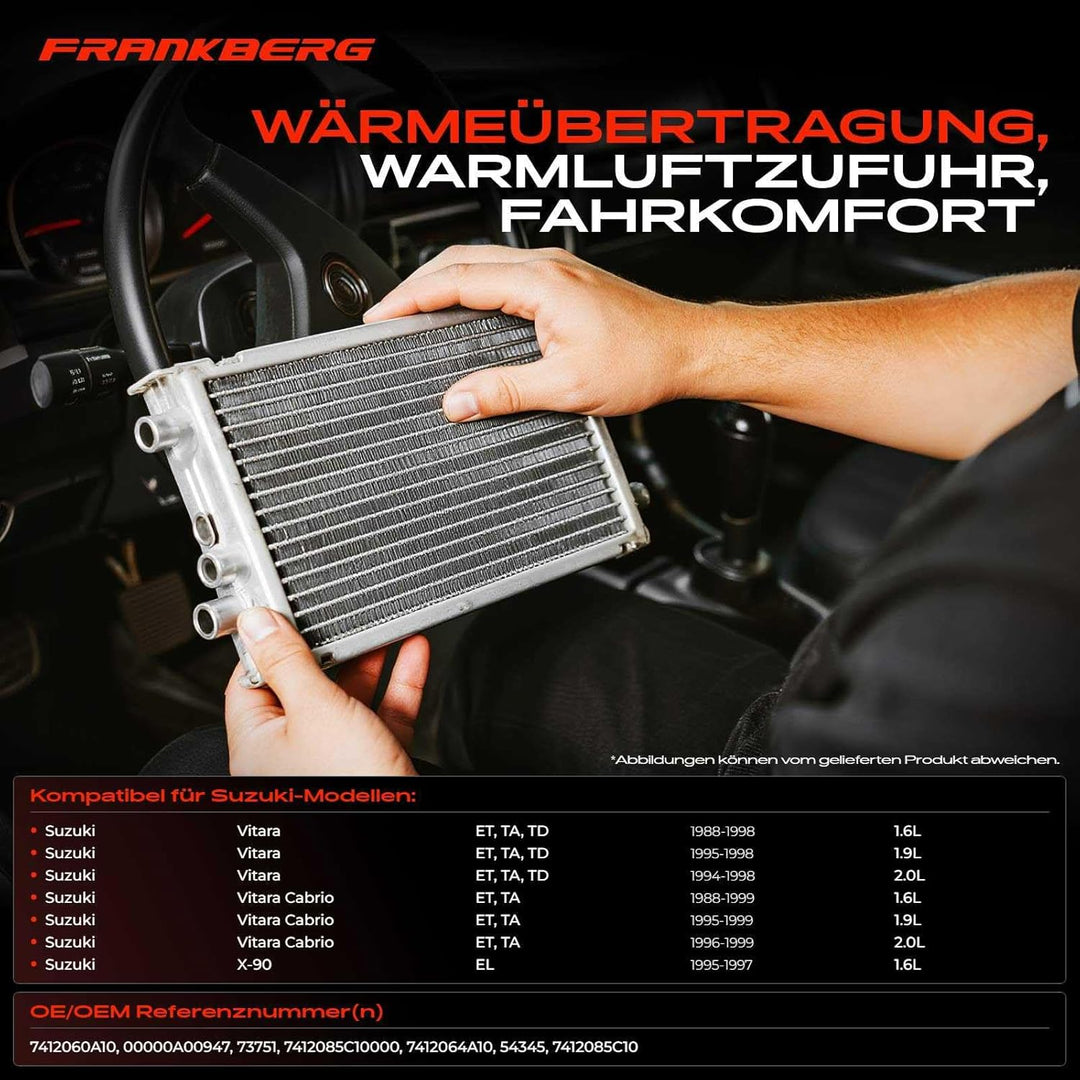 Frankberg Wärmetauscher Innenraumheizung Kompatibel mit Vitara ET TA TD 1988-1998 Vitara Cabrio ET T