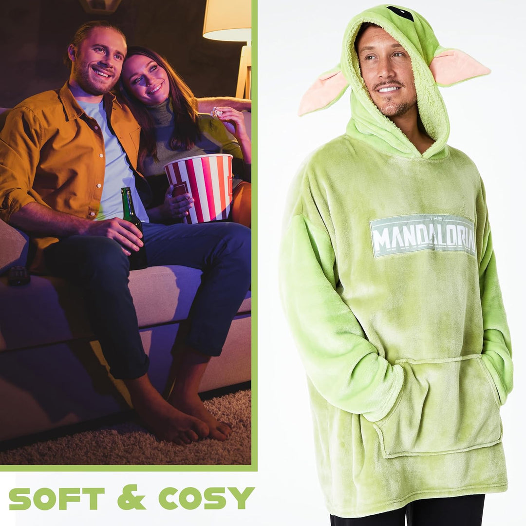 Disney The Mandalorian Hoodie Herren Oversized aus Fleece, Baby Yoda Pullover Herren