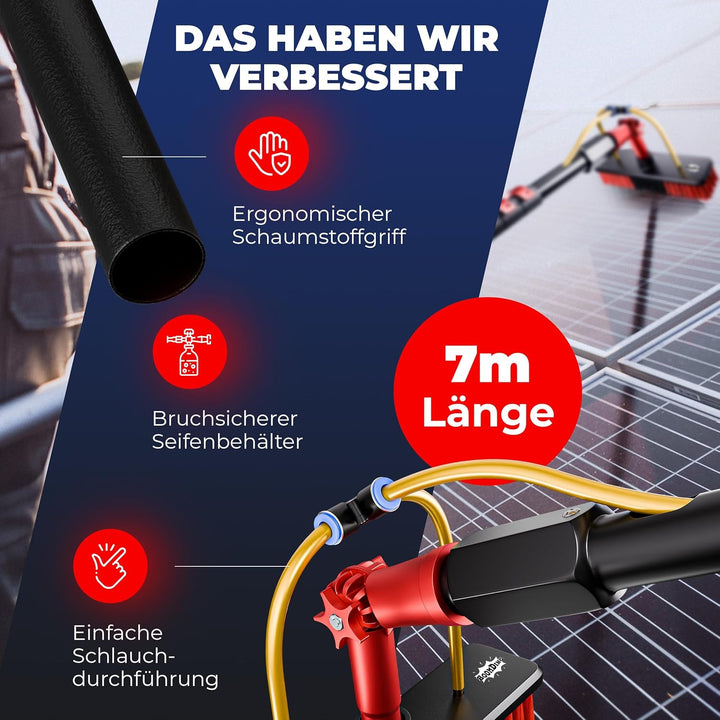 Waschbürste mit Teleskopstiel 7 Meter ausziehbar zur Reinigung von Solaranlage Terrassenüberdachung