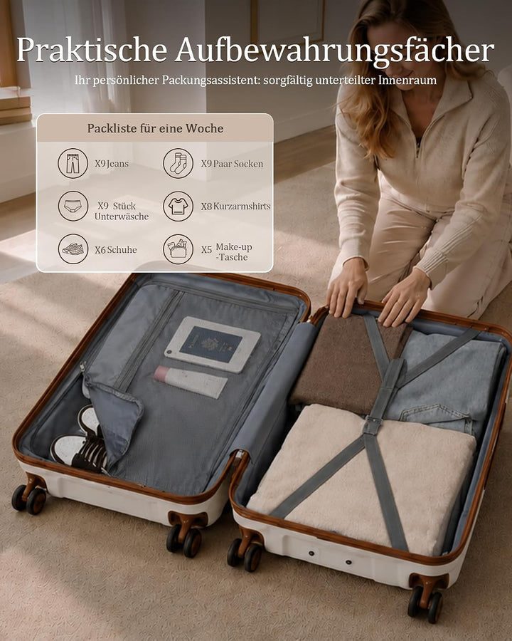 KONO Gross Koffer 75cm Leicht Reisekoffer aus Polypropylen Hartschale Koffer mit 4 Rollen und TSA Sc