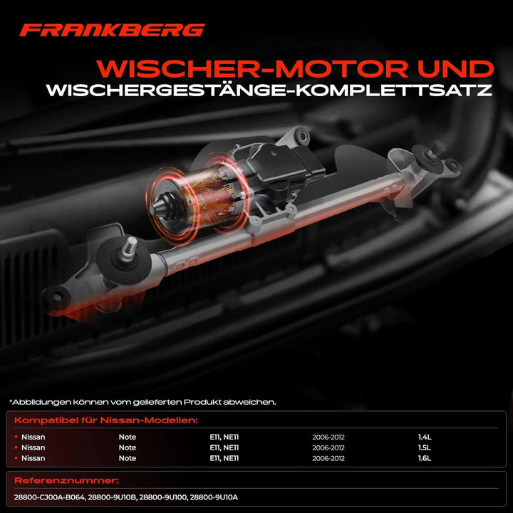 Frankberg Wischergestänge Wischermotor Scheibenwischer für Note E11 NE11 1.4L 1.5L 1.6L 2006-2012 28