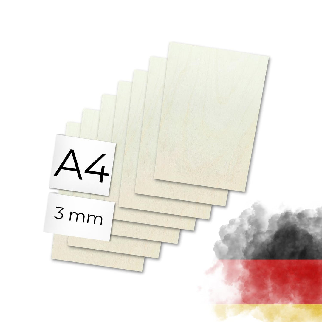 Sperrholz Birke 3mm - Premium Holzplatten für Lasercut, Gravur, Basteln, glatte Oberfläche, ideal fü