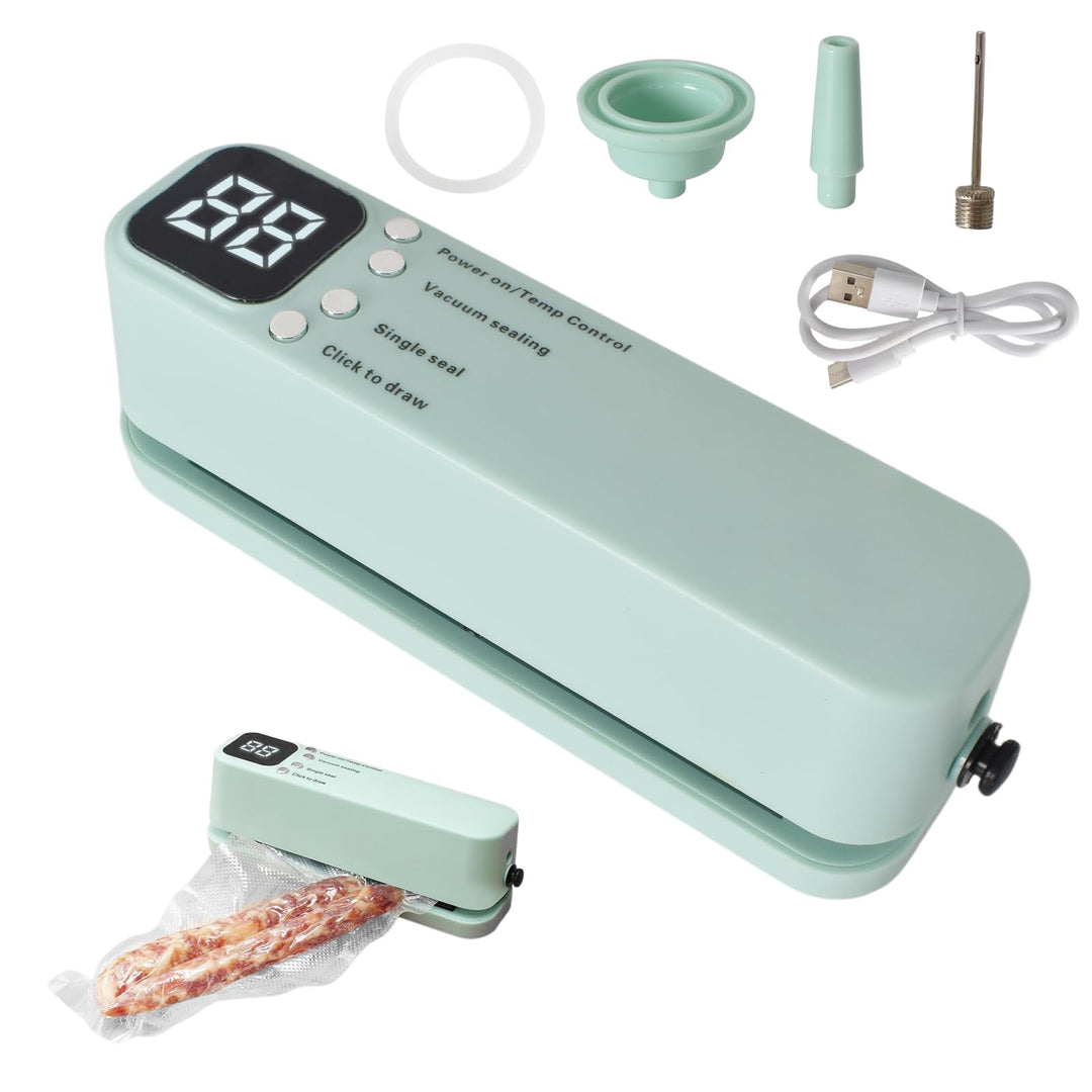 Vakuumiergerät,60 Kpa Kompakte Vakuumiermaschine,Mini Vakuumierer mit 3 Temperaturstufen,5 Beutel,2