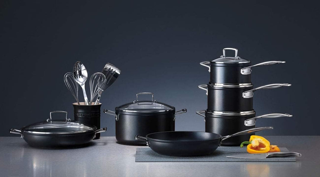 LE CREUSET Aluminium-Antihaft Profitopf, Ø 18 cm, Für alle Herdarten inkl. Induktion geeignet, Anthr