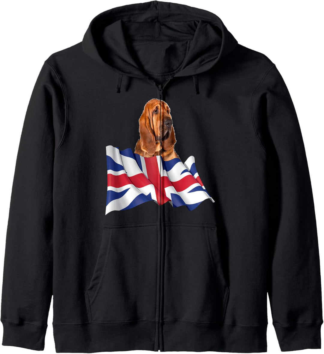 Union Jack Flag Dog Bloodhound Kapuzenjacke