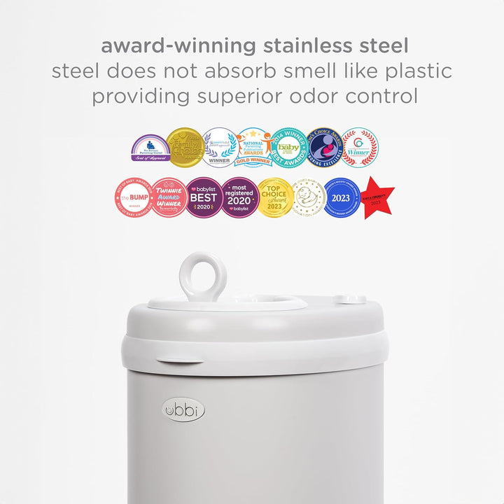 Ubbi Steel Diaper Pail, Odor Locking, No Special Bag Required, Award-Winning, Registry Must-Have, Gr