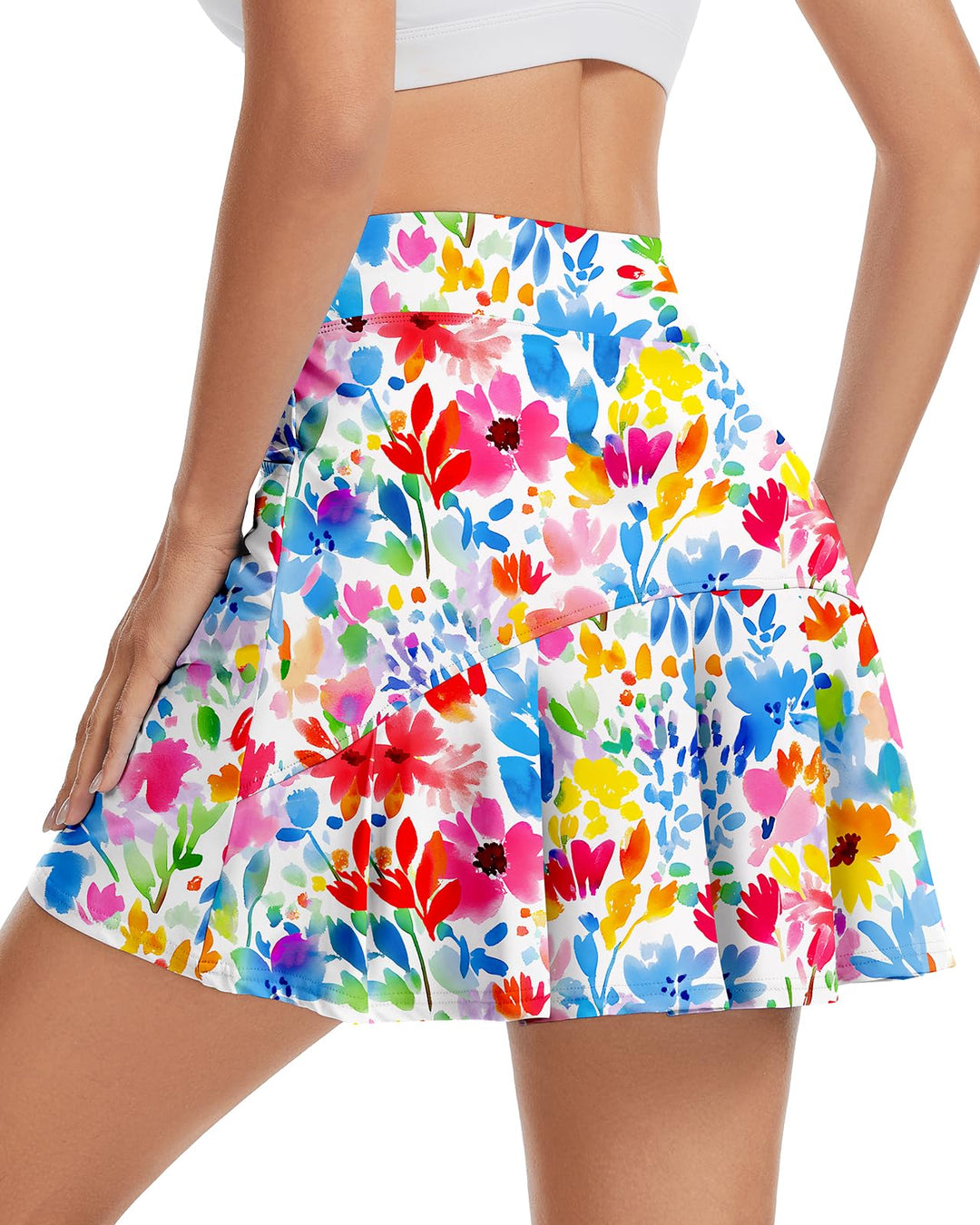 Soneven Hosenrock Damen Knielang Tennis Rock mit Hose Drunter Mädchen Pleated Wanderrock Sommer Spo