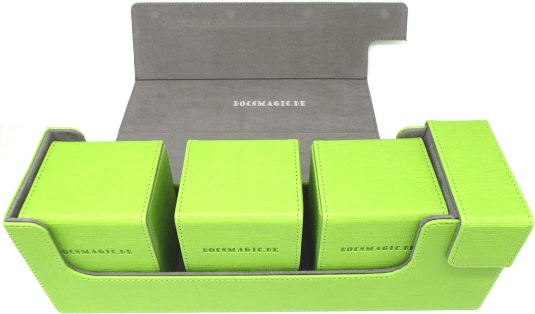 docsmagic.de Premium Magnetic Tray Long Box Light Green Medium + 3 Flip Boxes - Hellgrün Medium + 3