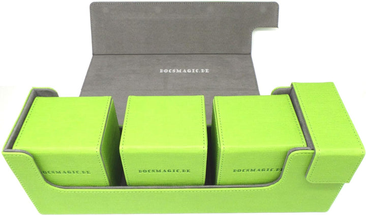 docsmagic.de Premium Magnetic Tray Long Box Light Green Medium + 3 Flip Boxes - Hellgrün Medium + 3