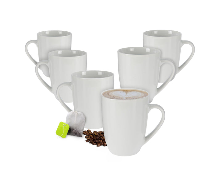 Kaffeetasse 350 ml aus Porzellan - 6er Set/weiss - Kaffeebecher Tasse Becher