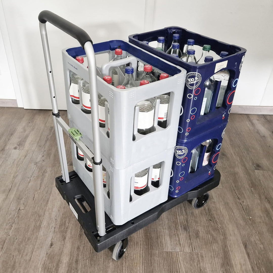 TRUTZHOLM Plattformwagen klappbar 150 kg Tragkraft Ladefläche 68x40 cm 3-Fach höhenverstellbare Tele