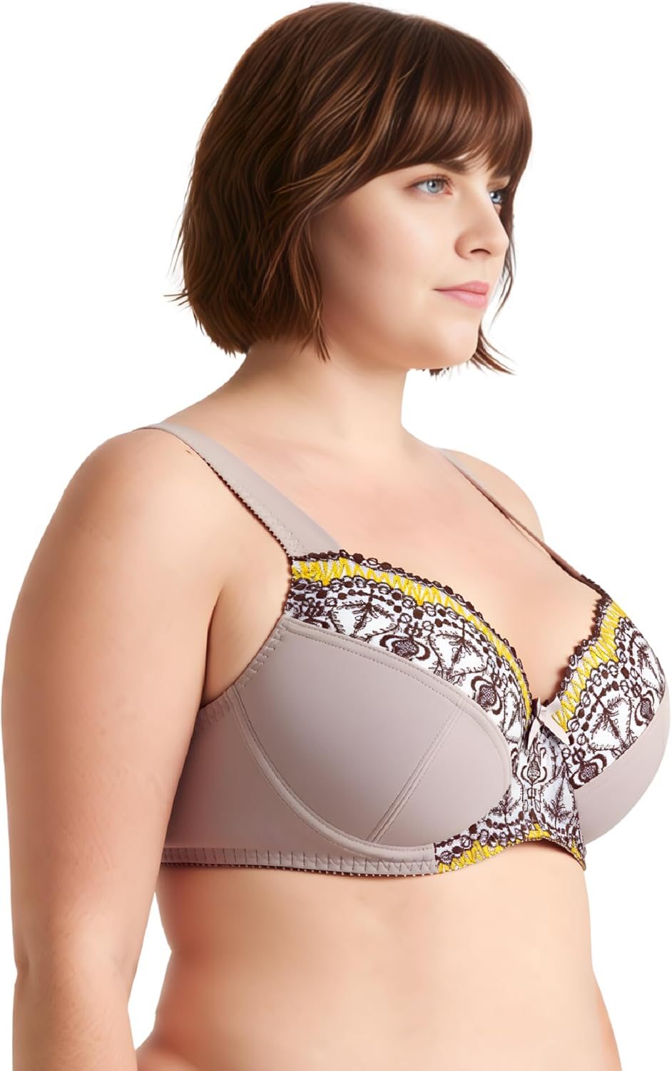 Curve Muse Damen Übergrösse Minimizer Bügel-BH mit Stickspitze - 2er Pack 75C Braun, Pfirsich Bernst
