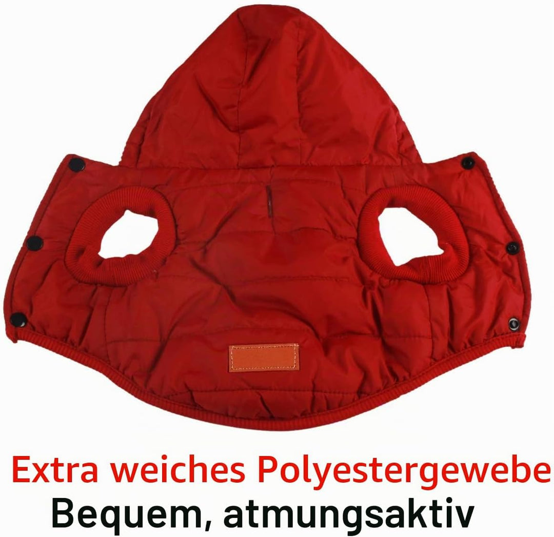 Warmes Fleece Hund Hoodie im Winter, kleine Hundejacke Hundemäntel mit Kapuze (Rot M) Medium (Pack o