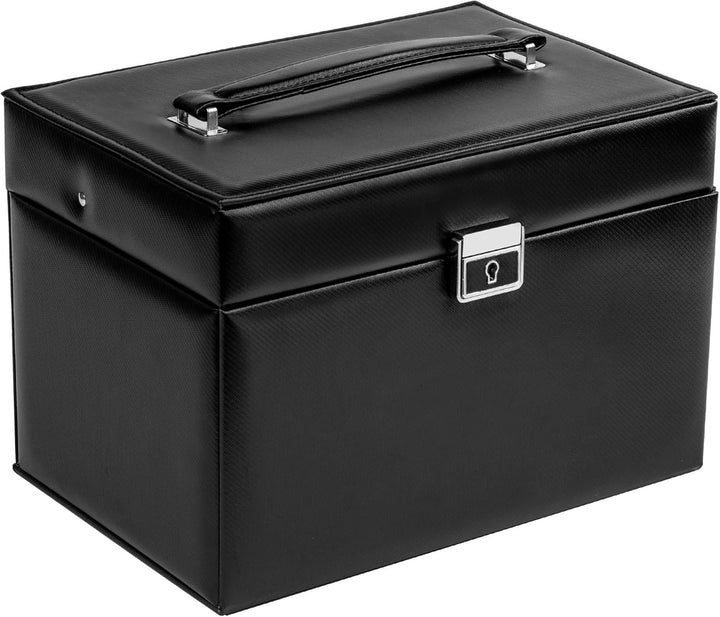AdelDream Schmuckkasten Schmuckkästchen mit 2 Schubladen abschliessbarer Schmuck-Organizer mit Spieg