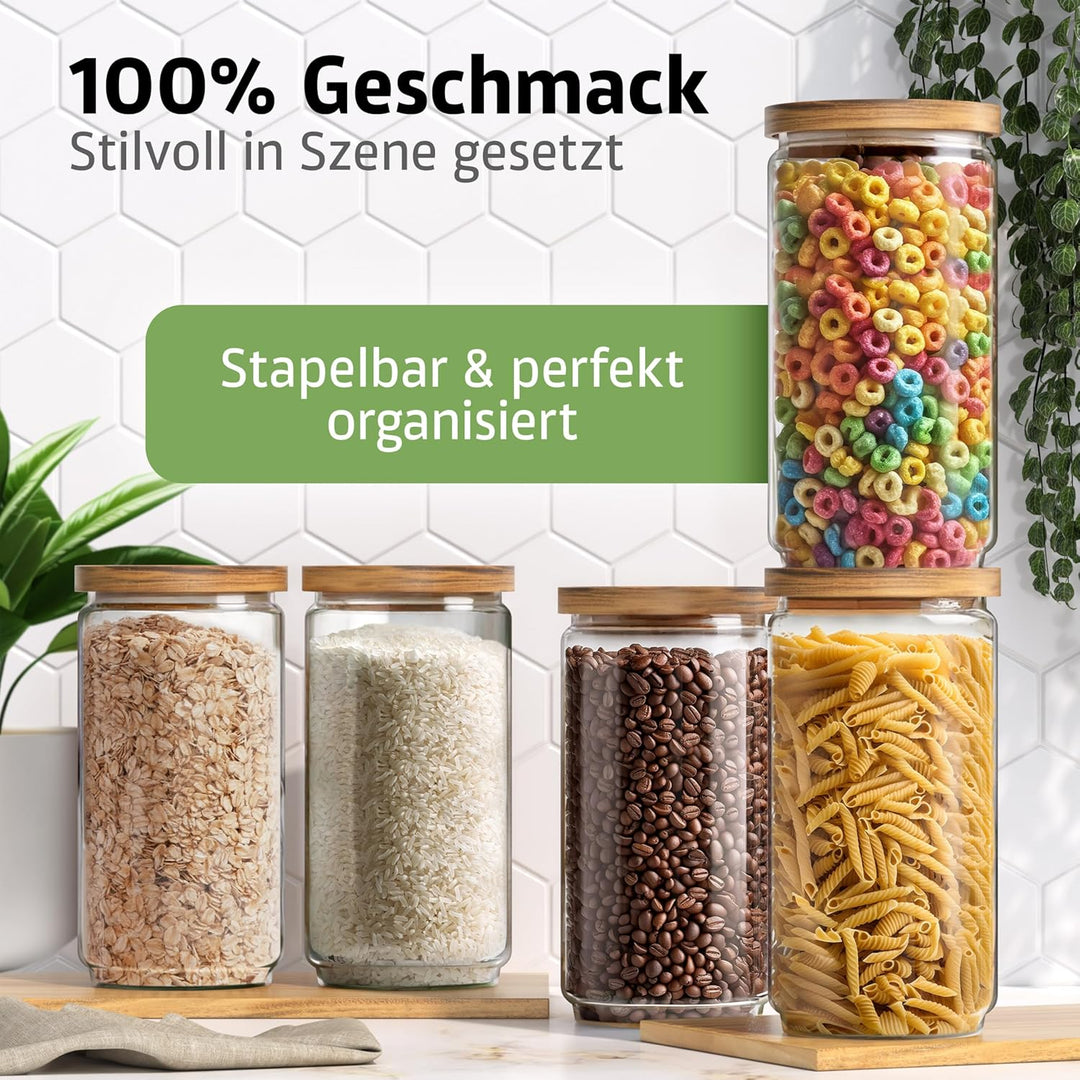 ElbFuchs® Vorratsgläser mit Deckel luftdicht NEU | 2x 2000ml [BPA-FREI & MOTTENSICHER] Vorratsdosen