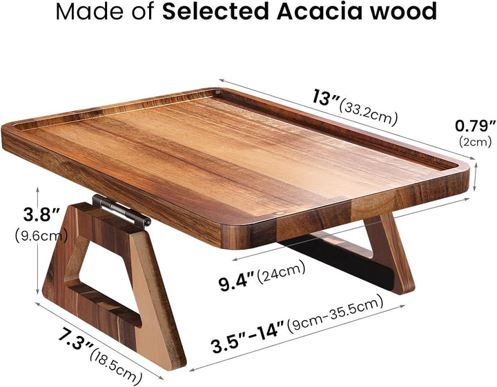 Fibogollo Akazienholz Sofatablett Armlehne,Festclip Couch Tablett Armlehnen Tray für Snacks,Handy,Co