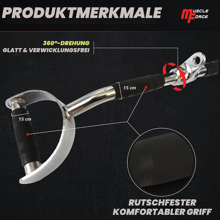 MuscleForge® Aufsatz für Latzug, Seilzug, Griff mit Drehbarem für Kabelmaschine, Kabelzug Griff für