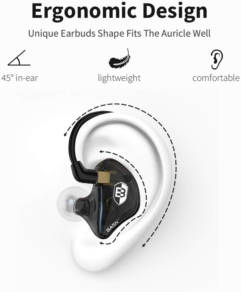 BASN Bsinger In-Ear-Monitore Geräuschisolierende Kopfhörer, Dual-dynamische Treiber High Definition