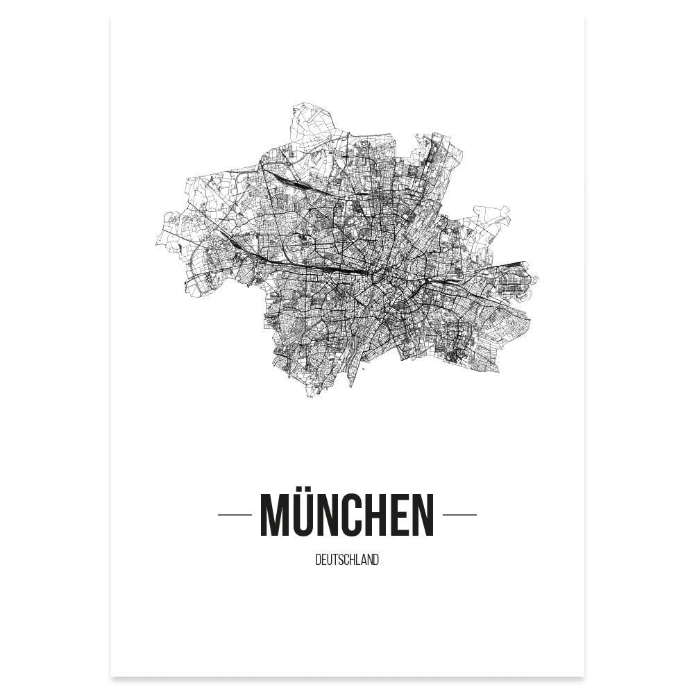 JUNIWORDS Stadtposter, München, Wähle eine Grösse, 60 x 90 cm, Poster, Schrift B, Weiss 60 x 90 cm S