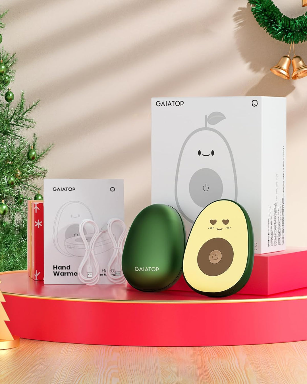 Gaiatop Handwärmer, 2er-Pack, 4000 mAh, elektrischer Handwärmer mit USB-Kabeln, wiederverwendbar, tr