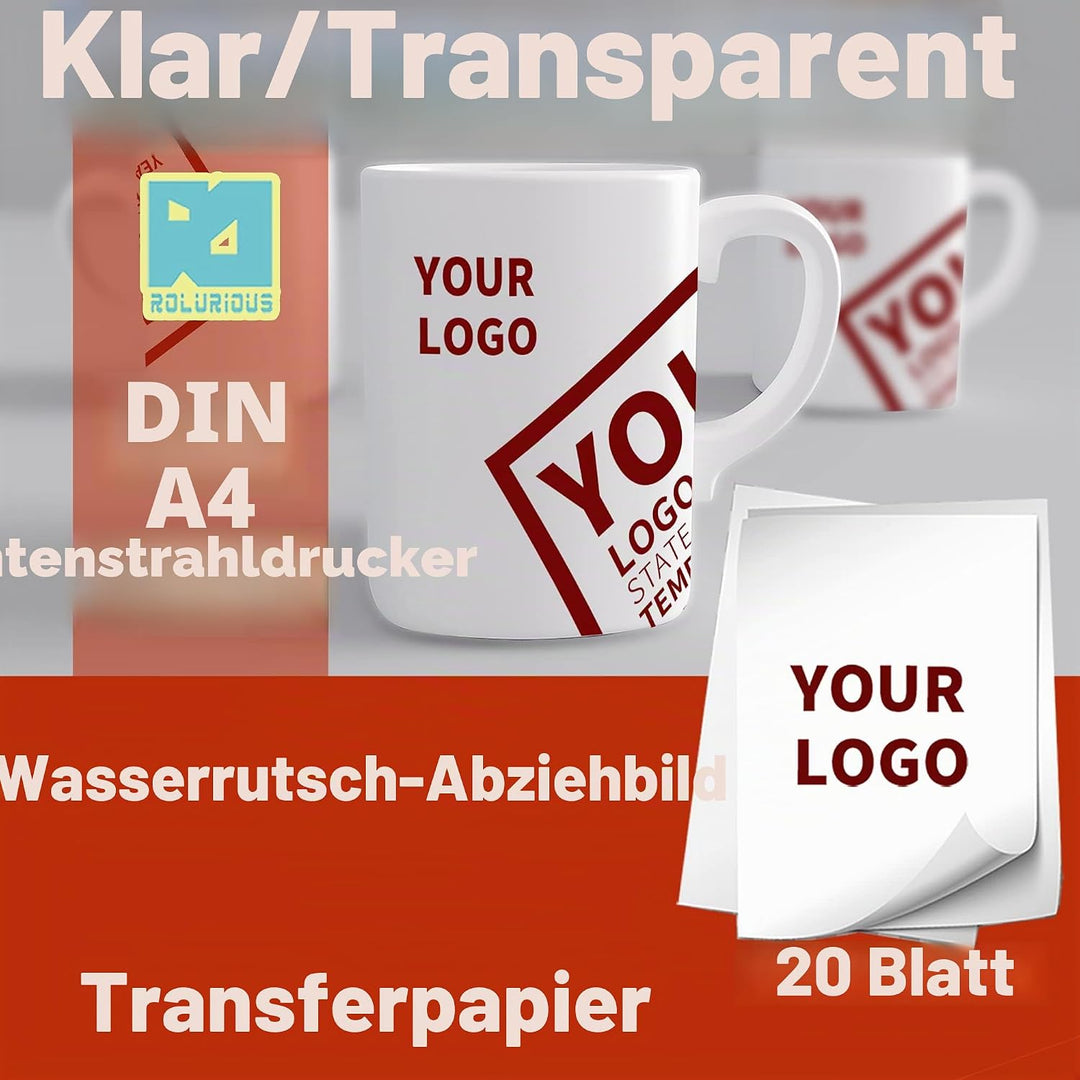 A4-Inkjet-Aufkleber-Druckerpapier, 20 Blatt, transparent, transparent, für Tintenstrahldrucker