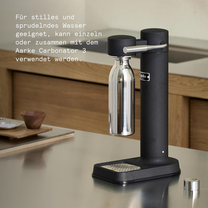 aarke To-Go-Flaschen, Edelstahlflasche, Trinkflasche für stille & sprudelnde Getränke, kompatibel Ca