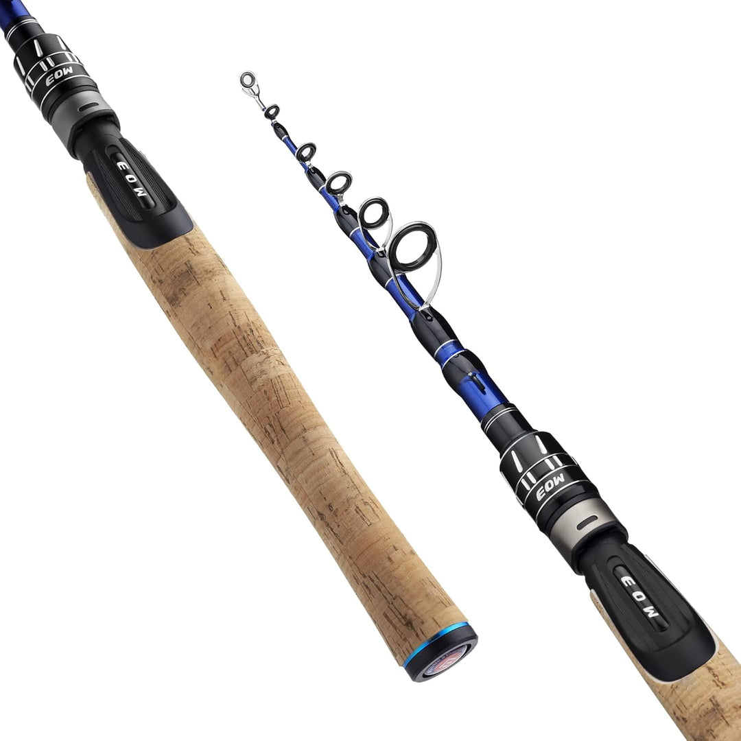 EOW XPEDITE PRO Tragbare Teleskop-Angelruten, 24T Carbon Rohlinge & Solid Carbon Spitze, Korkgriff,