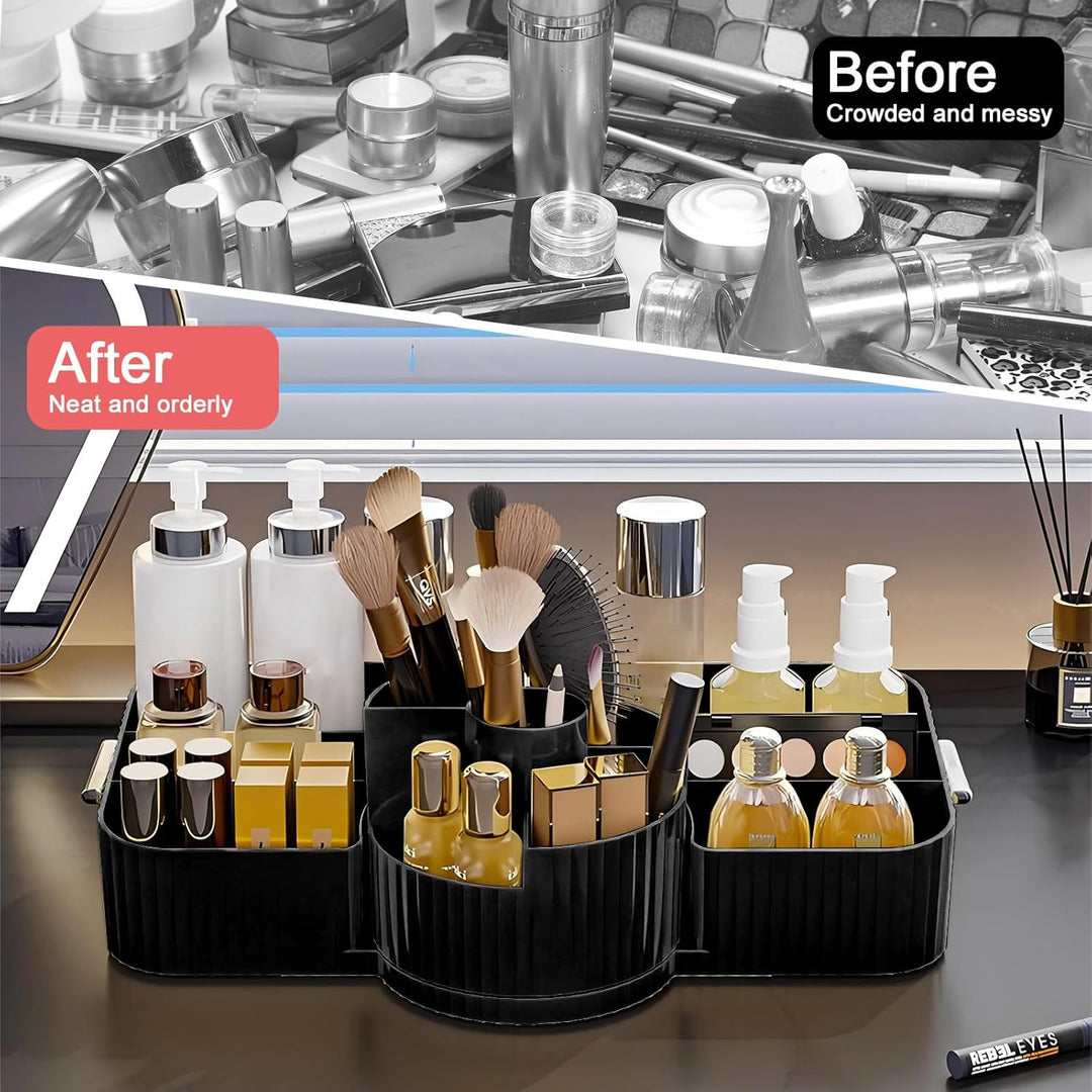 DASITON Make Up Organizer 360° Drehbar Pinsel Organizer, 2-in-1 Kosmetik Organizer mit Griff, Makeup