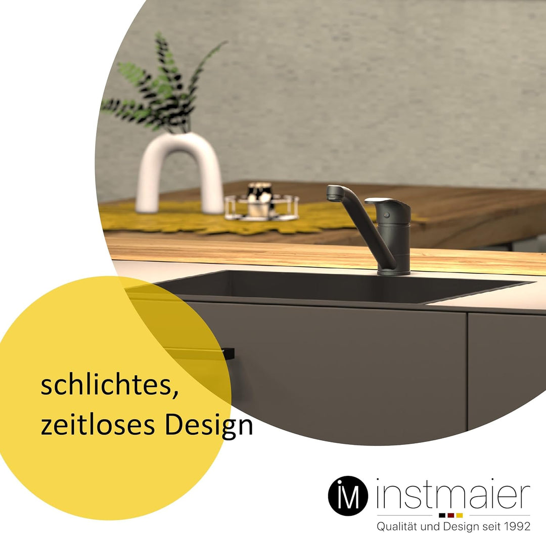 instmaier K1 Küchenaramtur Niederdruck | Schwarz matt | Wasserhahn Küche | Niederdruck Spültischarma