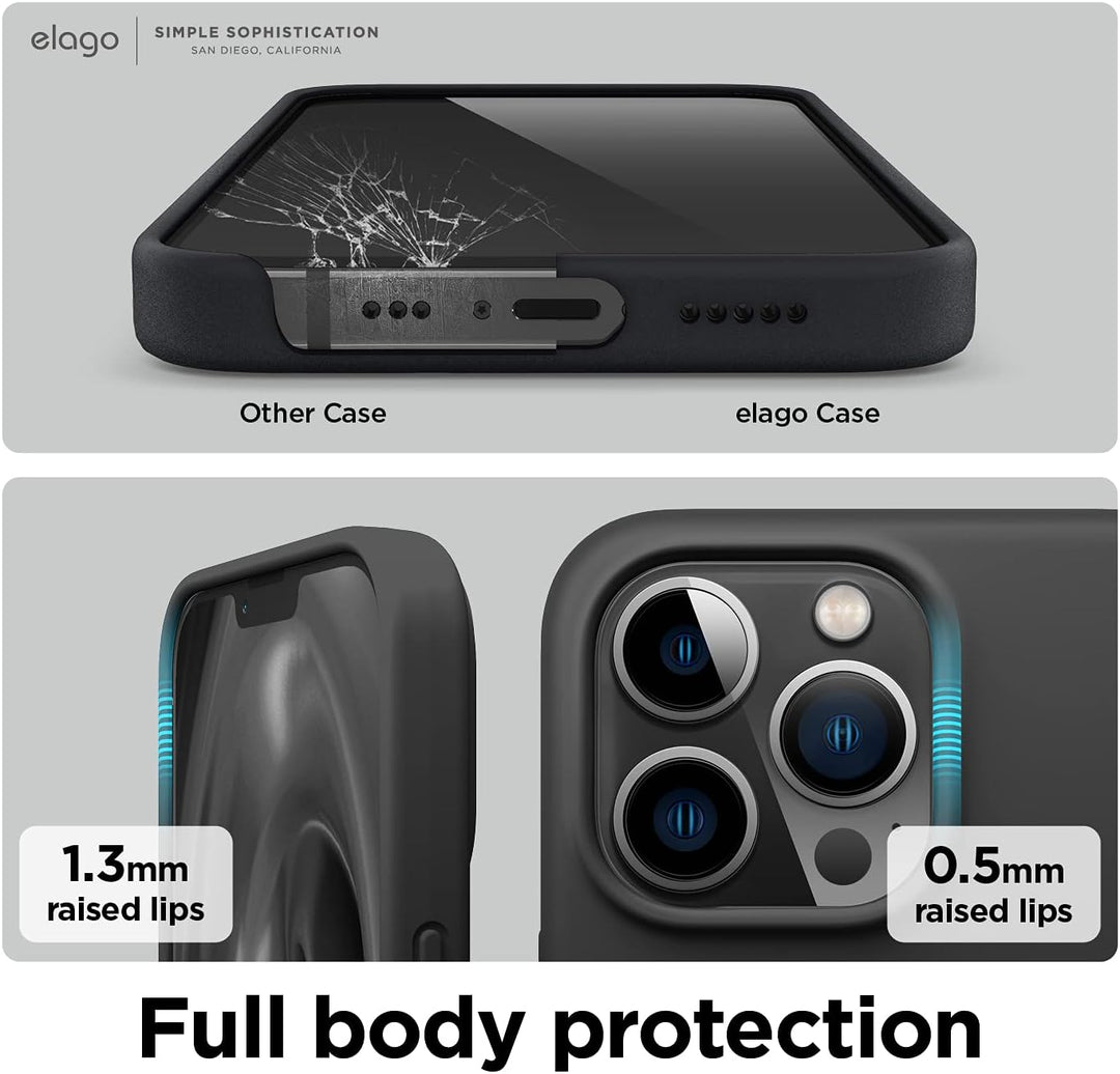 elago Schutzhülle aus Flüssigsilikon, kompatibel mit iPhone 13 Pro (6,1 Zoll), Rundumschutz – stossf