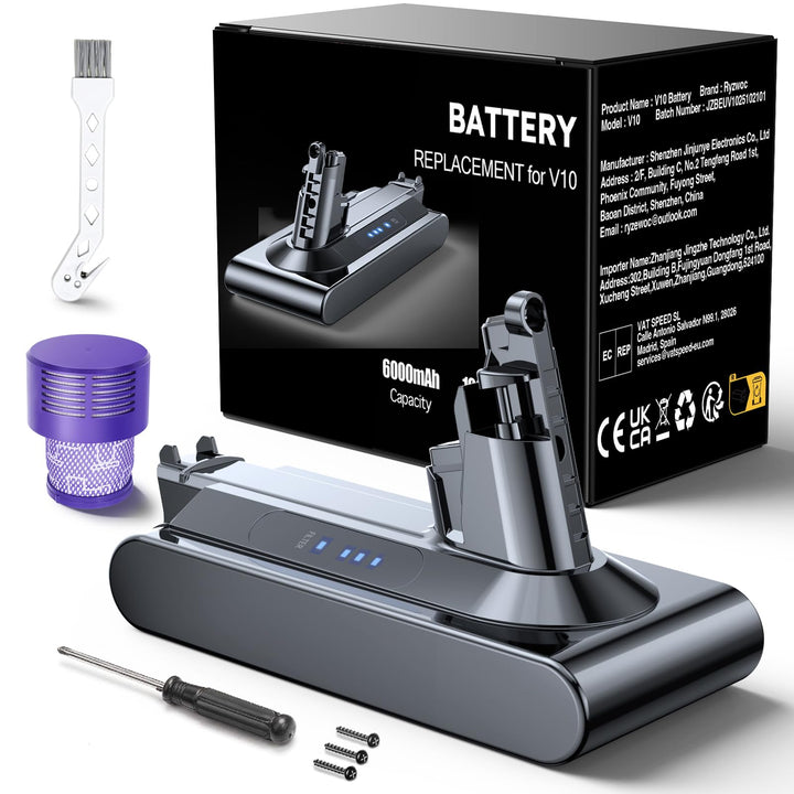 6000mAh Akku kompatibel mit Dyson V10, Cyclone V10, V10 Absolute, Animal, Origin, Extra, SV12 V10 6.