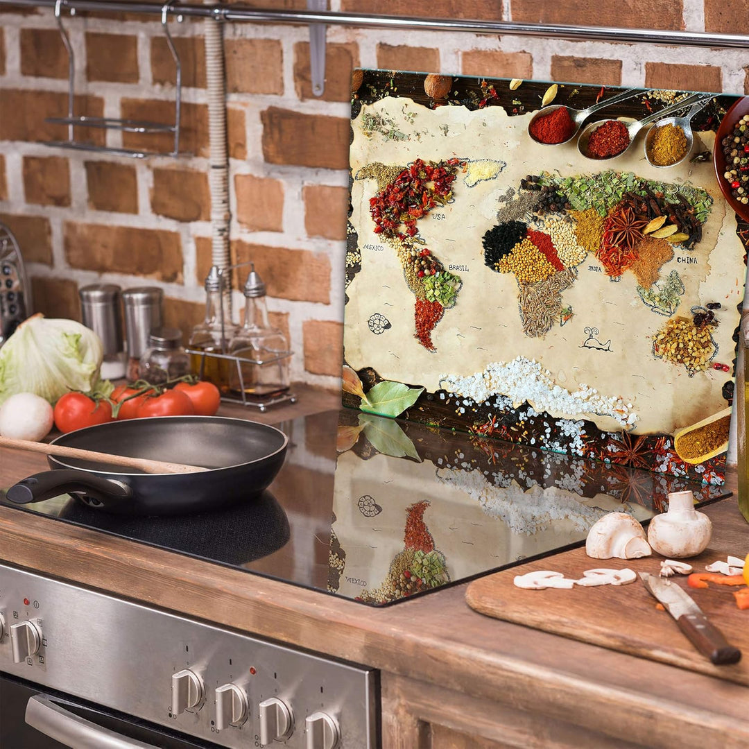 TMK ArtDeko Herdabdeckplatte 1 Teilig 60x52 cm - Spritzschutz Herdabdeckung – Herdschutz aus Sicherh