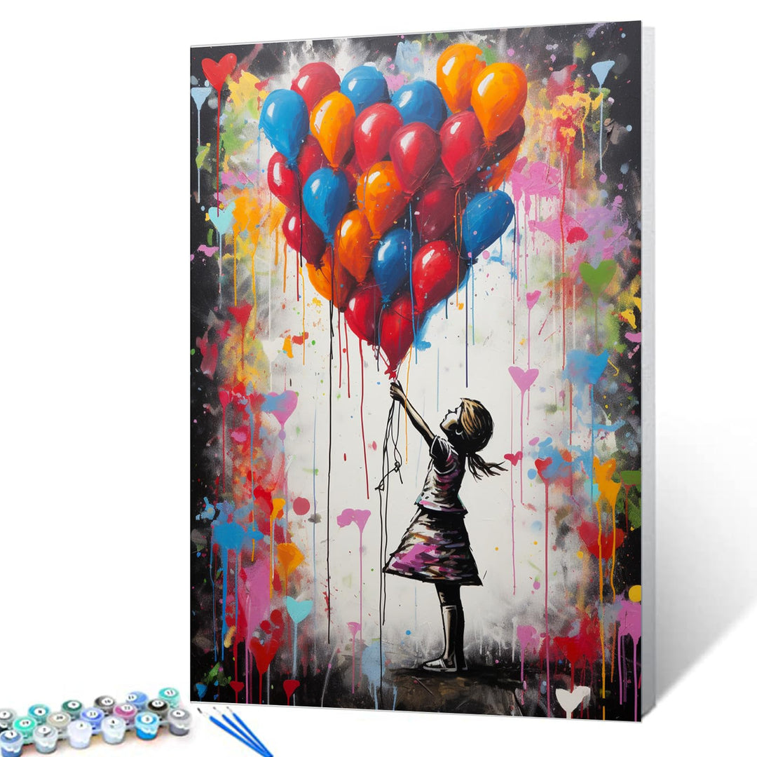 Tucocoo Buntes Ballon-Malen-nach-Zahlen-Set mit Pinseln und Acrylpigment auf Leinwand, Gemälde für E