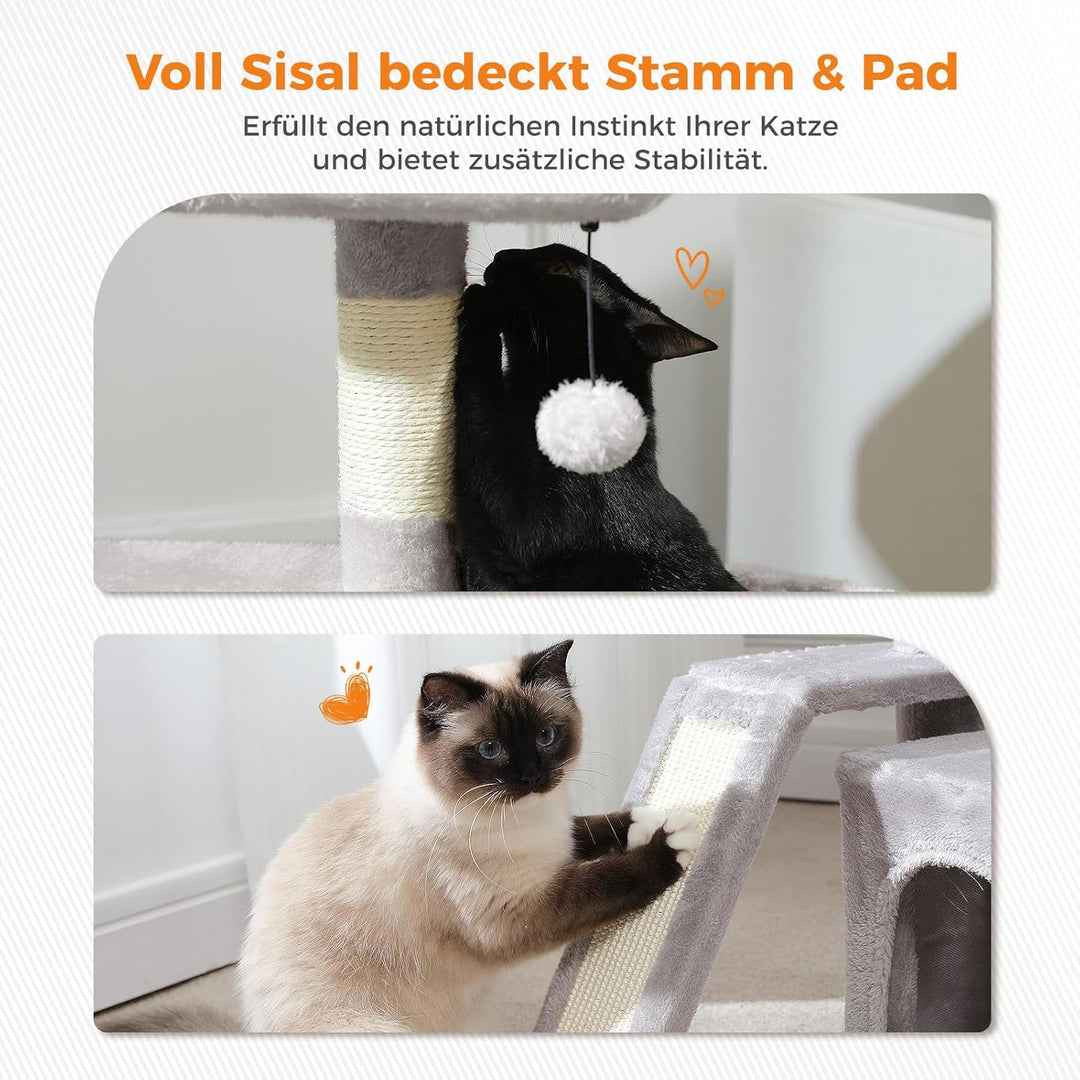 PETEPELA Kleiner Kratzbaum für grosse ausgewachsene Katzen mit breiter oberer Liegefläche, privater