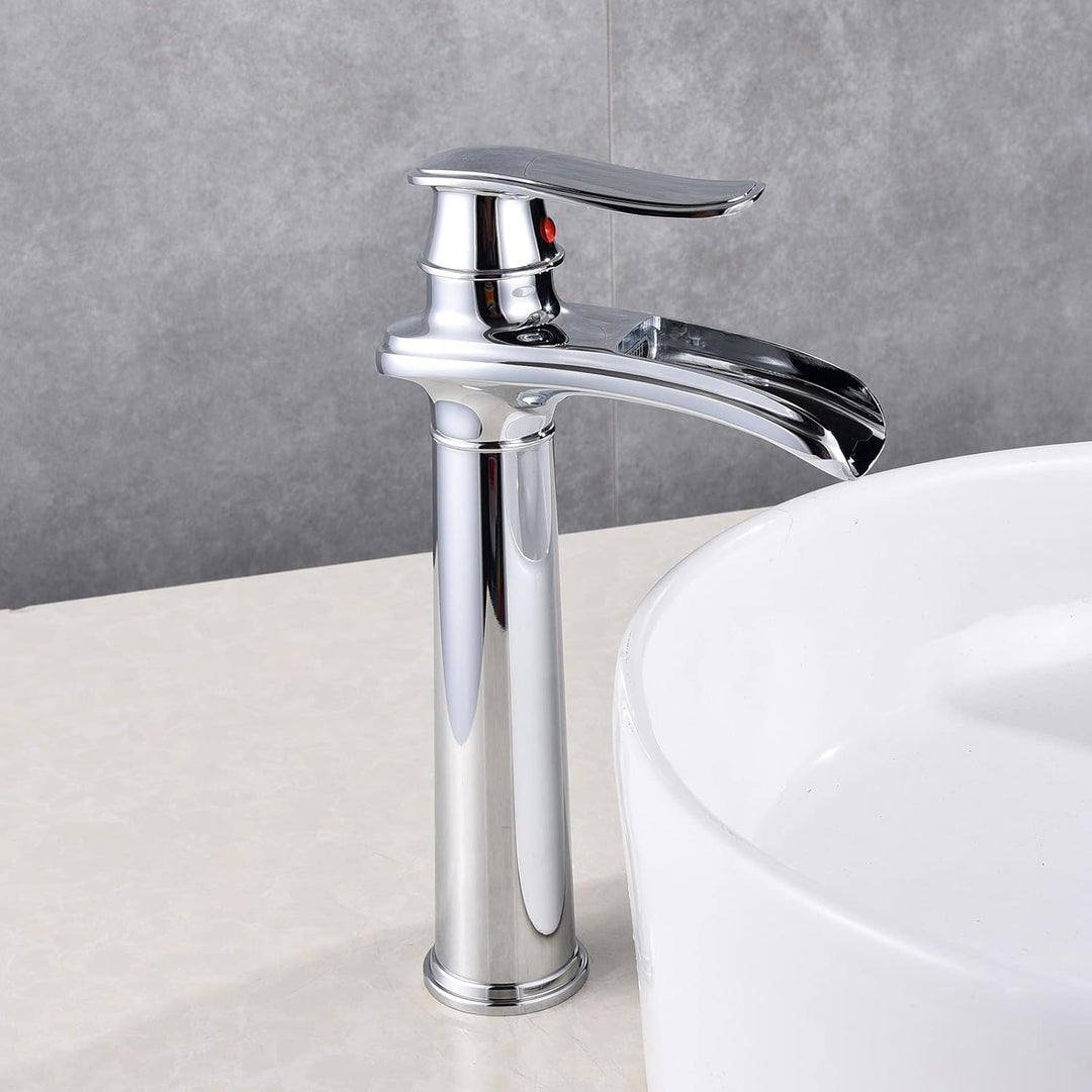 YAGJIA Waschtischarmatur Hoch Chrom, Wasserfall Wasserhahn Bad Retro, Waschbecken Armaturen Badezimm