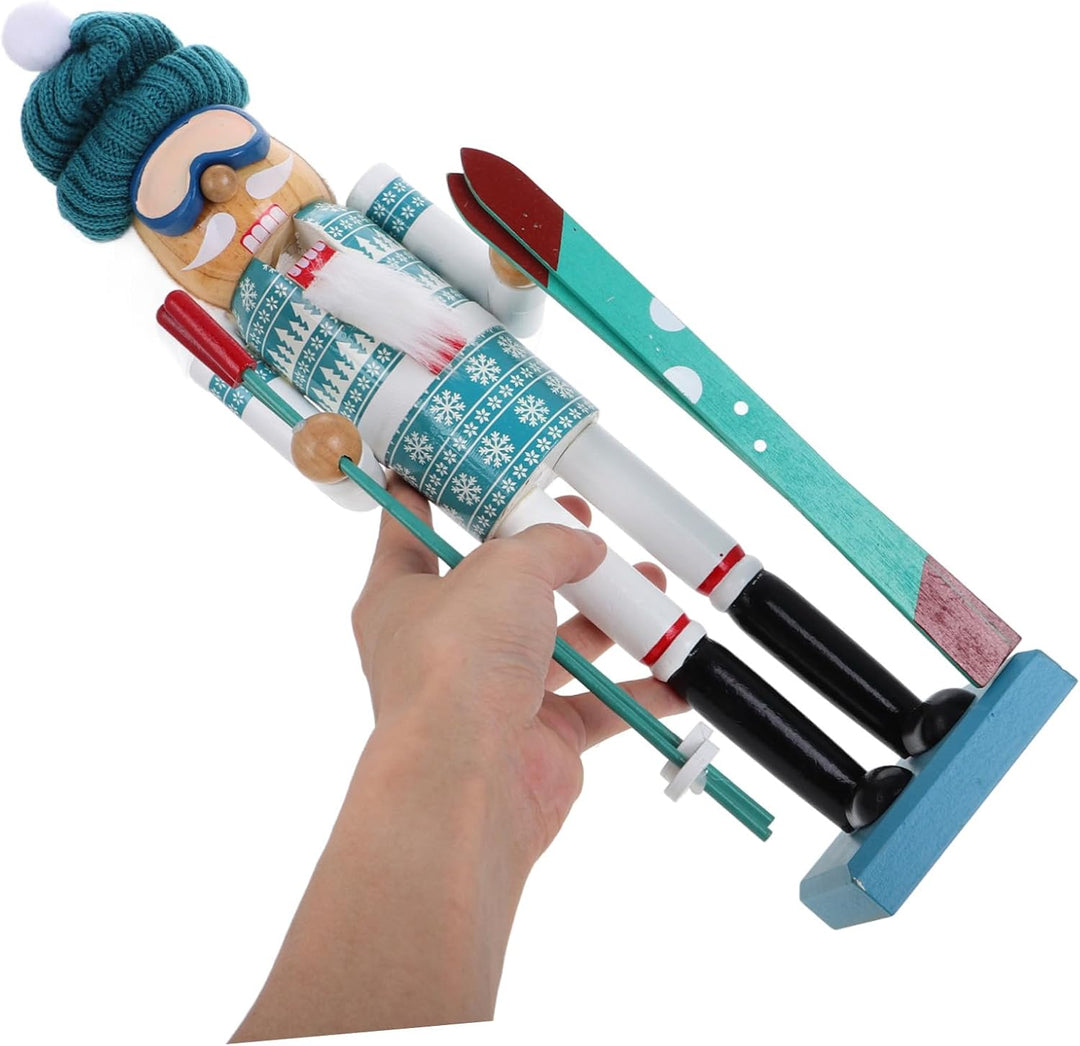 PRETYZOOM Weihnachts-Nussknacker Aus Holz Winter-Ski-Nussknacker-Figur Weihnachtsmann Nussknacker-Ma