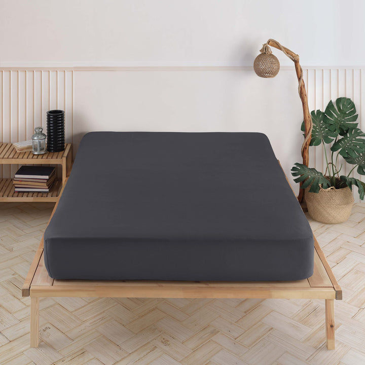 Vency Premium Jersey Spannbettlaken 180x200cm Anthrazit - Spannbetttuch 100% Baumwolle, Bettlaken 18