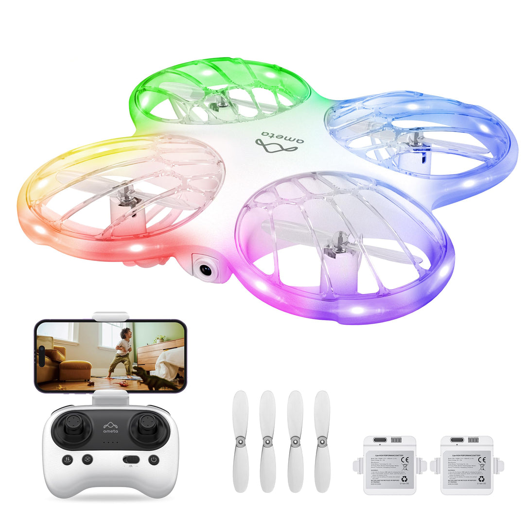 Ameta Morpho Drohne mit Kamera für Kinder, 1080P HD FPV Drone für Anfänger, RC Quadrocopter mit 32 R