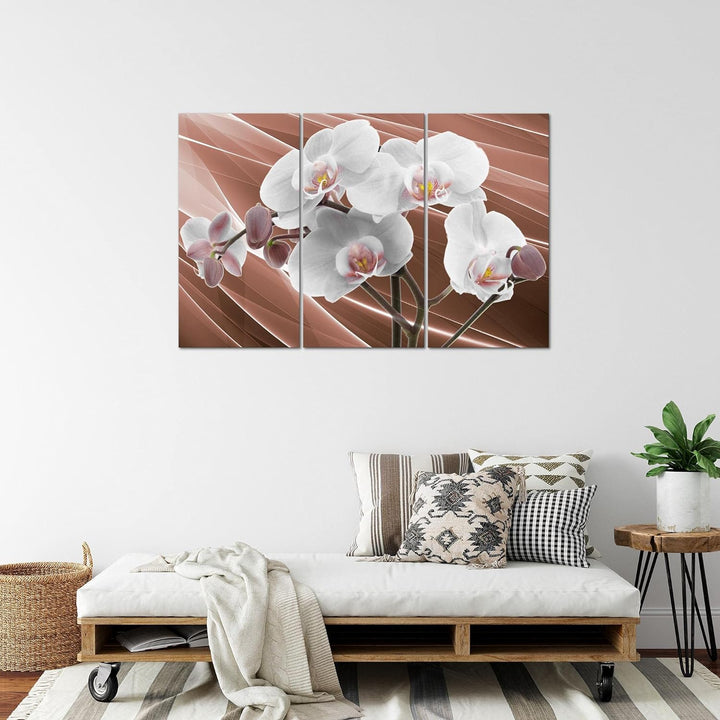 Runa Art Wandbilder Blumen Orchidee Bild XXL Wohnzimmer Schlafzimmer Beige Braun Abstrakt 120 x 80 c