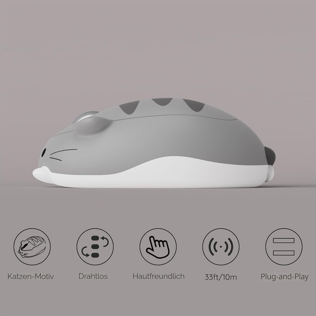 Akko Niedliche kabellose Maus mit Katzenmotiv, Gaming-Maus, Tri-Mode-Verbindung Bluetooth 3.0/5.0/2.