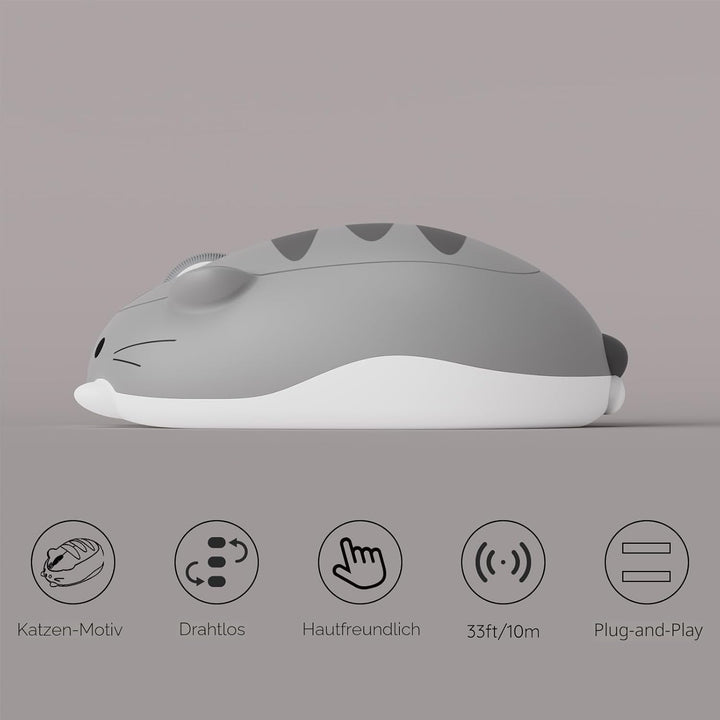 Akko Niedliche kabellose Maus mit Katzenmotiv, Gaming-Maus, Tri-Mode-Verbindung Bluetooth 3.0/5.0/2.