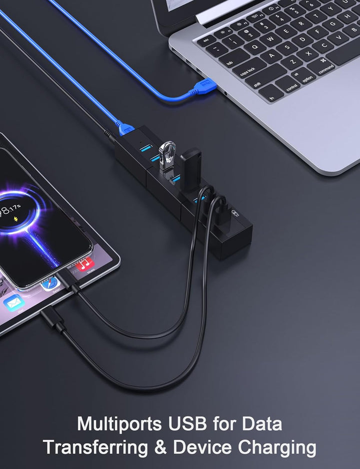 Vansuny USB Hub 3.0 mit Netzteil 8 Ports USB Hub Aktiv 24W(12V/2A) Mehrfachstecker Ultraschnelle Übe