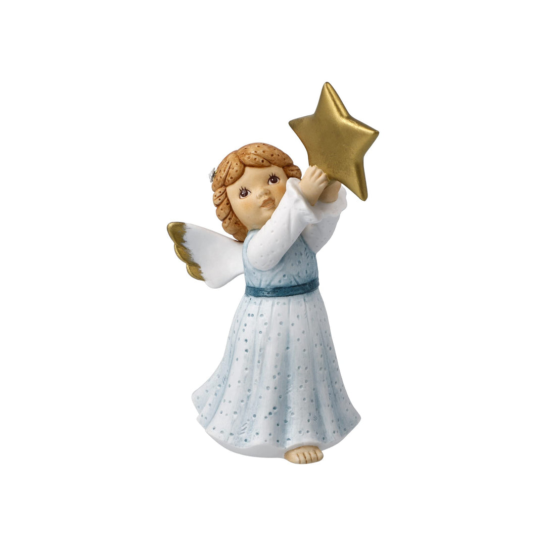 Goebel X-Mas Nina & Marco Engels-Figur Winterengelchen mit Goldenem Stern aus Porzellan Mehrfarbig,