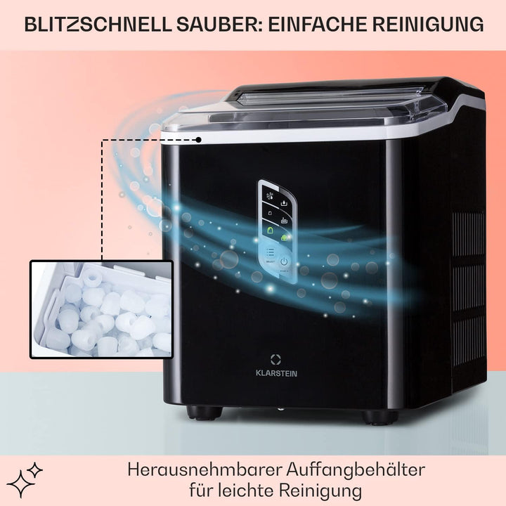 Klarstein Eiswürfelmaschine Klein, Schneller Ice Cube Maker, Eiswürfelbereiter Selbstreinigend, Eisw