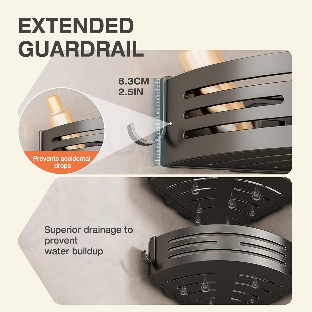 Lekesky Duschablage Ohne Bohren Ecke mit Handtuchhalter – Starke Saugnäpfe, Abnehmbar, Aluminium & R