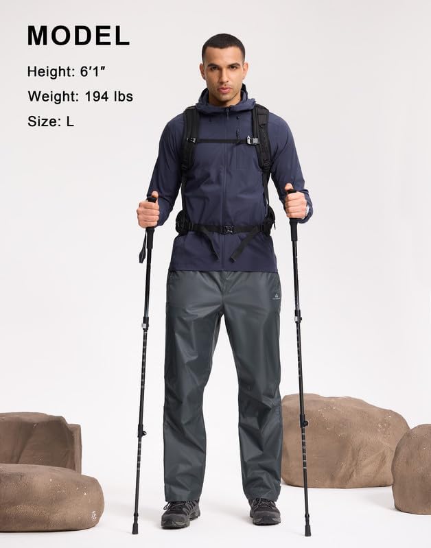 Pioneer Camp Regenhose Herren Wasserdicht 20000mm Leichte Packbar Fahrrad Überhose Winddichte Atmung