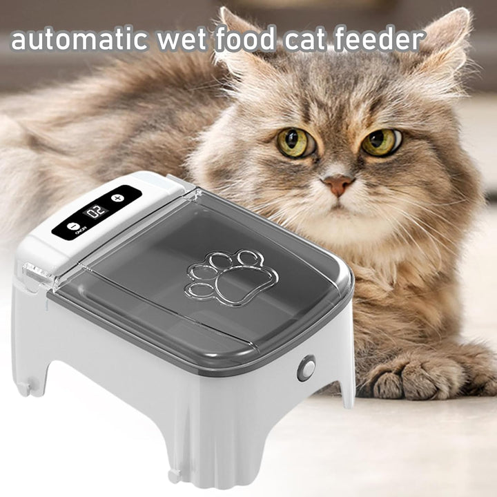 Automatischer Katzen-Futterspender für Nassfutter, automatischer Haustierspender, Sensor, zeitgesteu