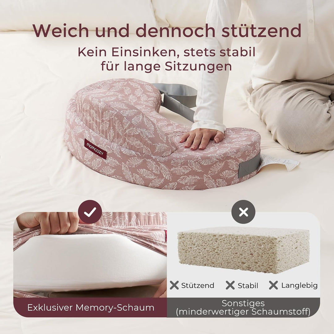 Momcozy Memory-Schaum Stillkissen mit Sicherheitsumrandung – Ergonomisches Still- und Lagerungskisse