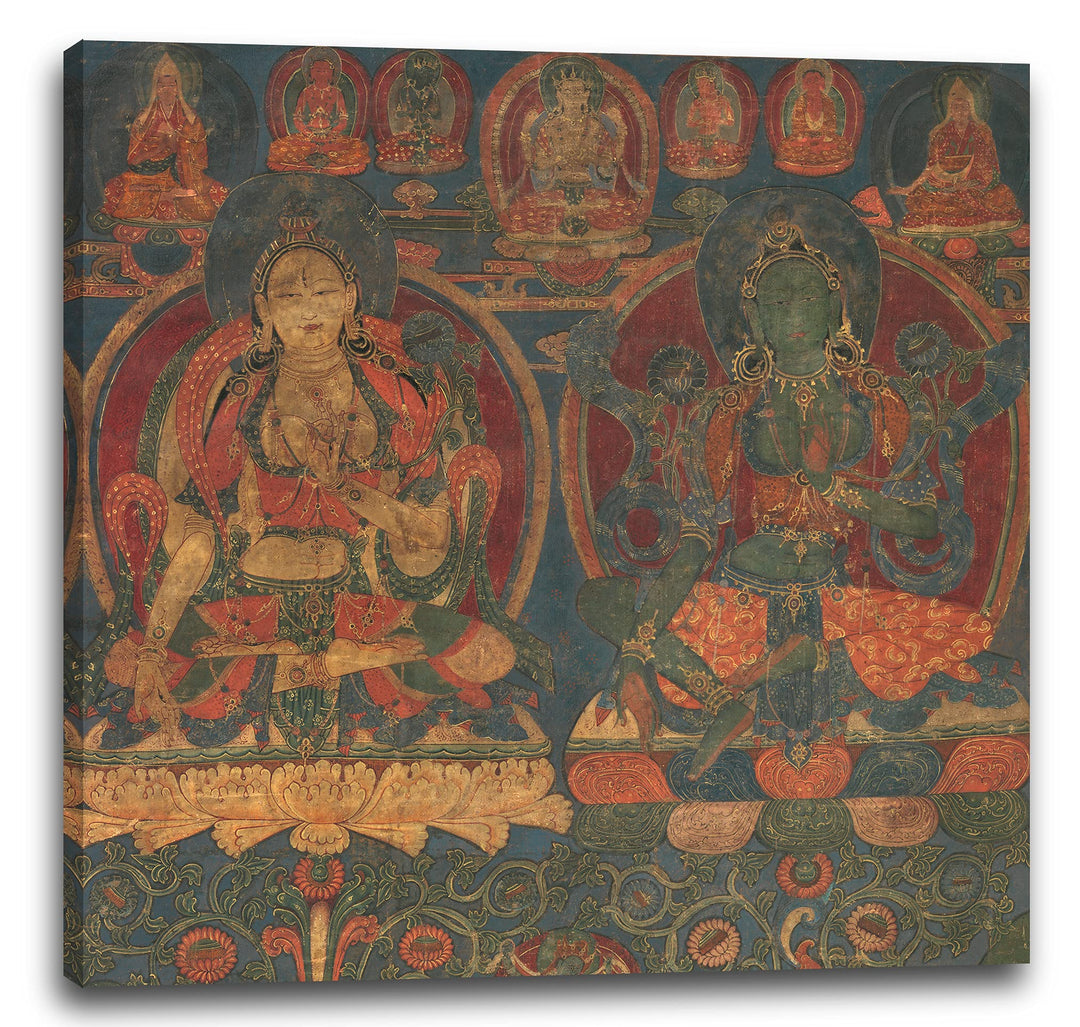 Printed Paintings Leinwand (70x70cm): 1450-1500 - Weisse Tara und grüne Tara 70x70 cm, 70x70 cm