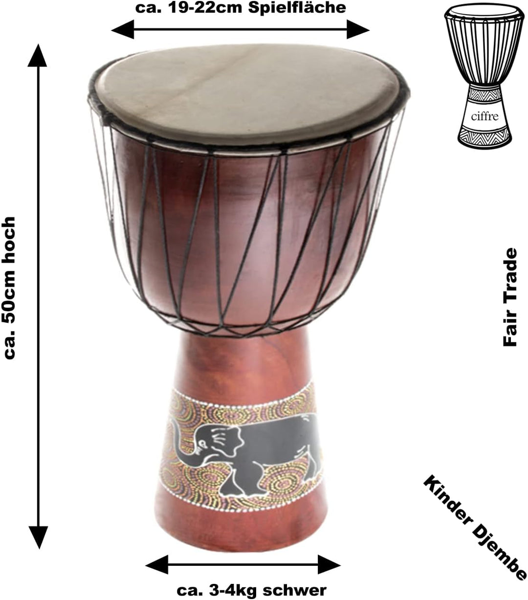 50cm Djembe Trommel Bongo Holztrommel Drum Darbuka Guter Klang Elefant Bemalt